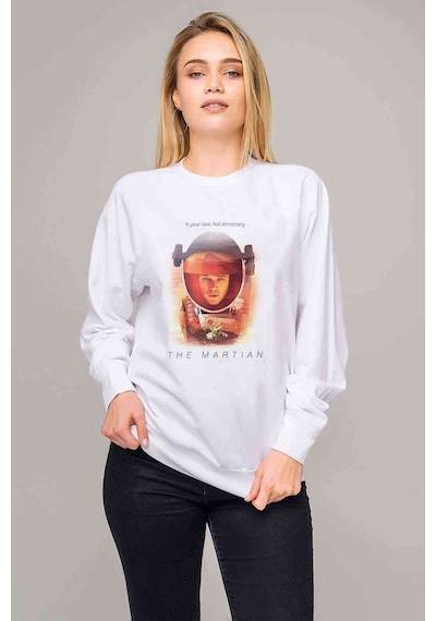 The Martian Baskılı Beyaz Kadın Sweatshirt