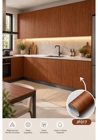 Deconitte Kendinden Yapışkanlı Koyu Ahşap Desenli Premium Mobilya Dolap Masa Tezgah Dekoratif Kaplama 60x100cm