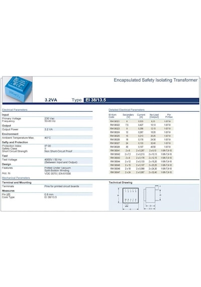 Trafo El-kom 3,2va 2x6v Mavi Rn138341