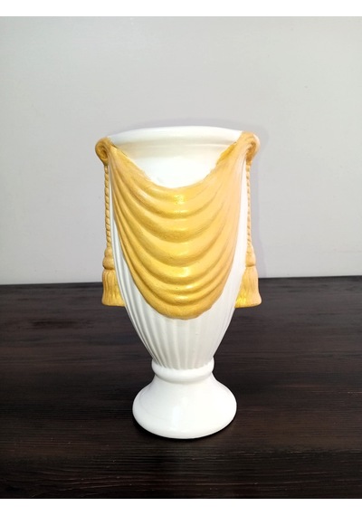 El Yapımı Seramik Vazo Ekru Gold 23x35 Cm - Lüks Şık Salon Konsol Masa Üstü Dekoratif Vazo Hediyelik