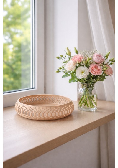 Bej Renk Ahşap Dekoratif Kase 21 X 5 Cm Bej