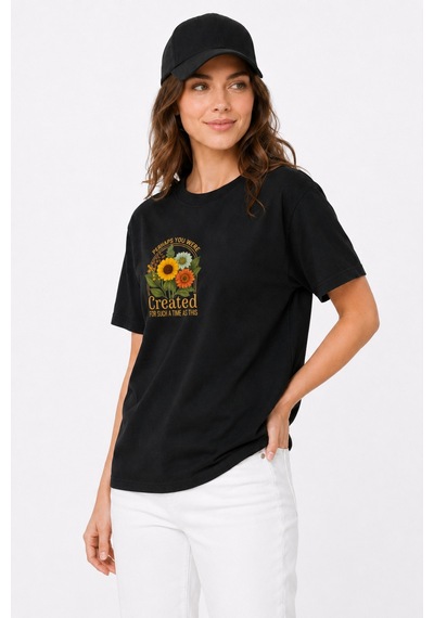 Bayloranzzo Perhaps %100 Pamuk Heavy Cotton Premium Kalite Kadın Tişört Siyah