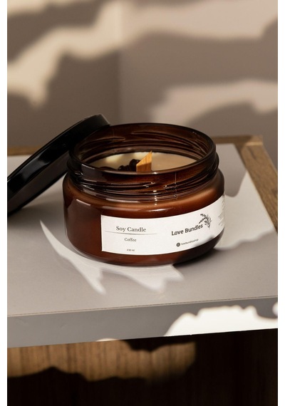 El Yapımı Kahve Kokulu %100 Soya Wax Mumu 230ml-3223