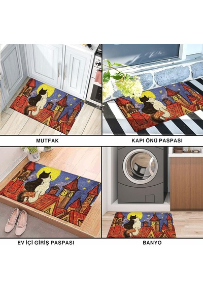 Ayrex Monnhein Kedi Köpek Komik Tasarımlı Dekoratif Kapı Önü Paspas, Dış Mekan/ev İçi/banyo/mutfak/yatak Odas Diğer