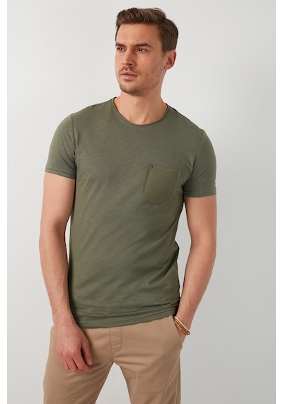 Buratti % 100 Pamuklu Slim Fit Bisiklet Yaka Cepli Erkek T Shirt 5902000 Haki Buratti % 100 Pamuklu Slim Fit Bisiklet Yaka Cepli Erkek T Shirt 5902000 Haki