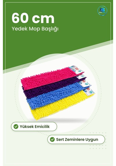 Mikrofiber Yedek Mop Başlığı 60 Cm Makarna Yüksek Emicilik Sert Z
