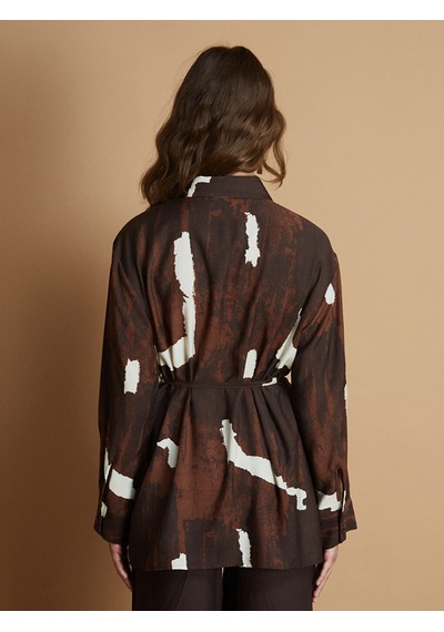 Lcw Modest Kahverengi Batik Desenli Kadın Gömlek Tunik
