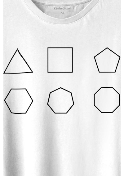 Geometri Çokgenler Üçgen Beşgen Altıgen Sekizgen Baskılı Tişört Unisex T-shirt 001