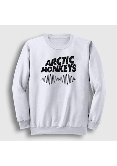 Presmono Unisex Cover Arctic Monkeys Sweatshirt Beyaz