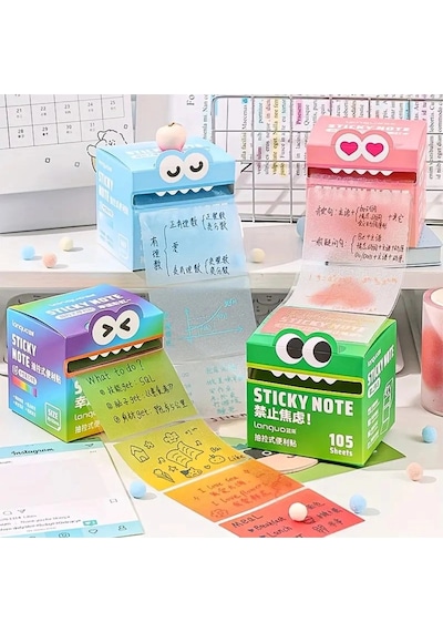 Canavar Kutulu Renkli Sticky Note 105 Şeffaf Yaprak Not Kağıdı 43352