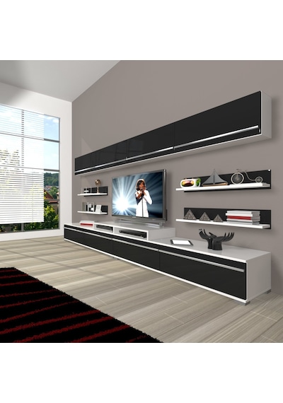 Decoraktiv Ekoflex 360y Mdf Tv Ünitesi Tv Sehpası Beyaz - Siyah