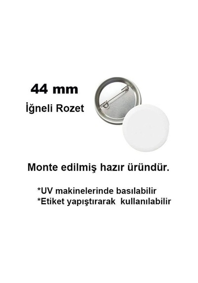 Uv Baskı İçin 44 Mm İğneli Buton Rozet 50 Adet Diğer