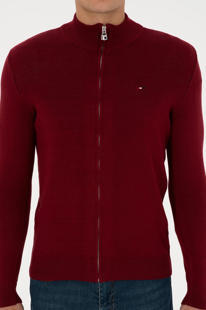 U.S. Polo Assn. Erkek Bordo Basic Triko Hırka 50313688-VR014