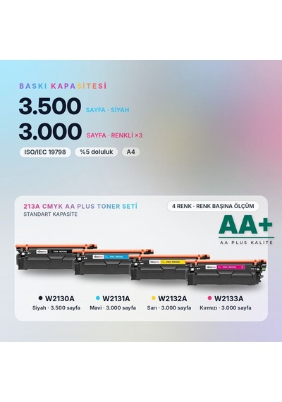 Hp 213a Cmyk Uyumlu Toner Seti Aa Plus / Color Laserjet Enterprise 5700 / 6700 / Mfp 5800 / 6800 / W2130a / W2131a / W2132a / W2133a