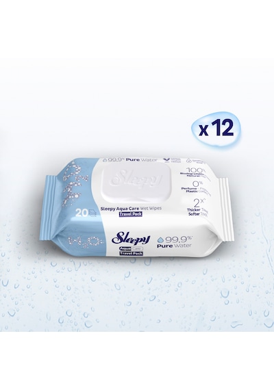 Sleepy Aquacare H2o Yenidoğan Islak Bebek Havlusu Seyahat Boy 12x20 240 Yaprak Tekli