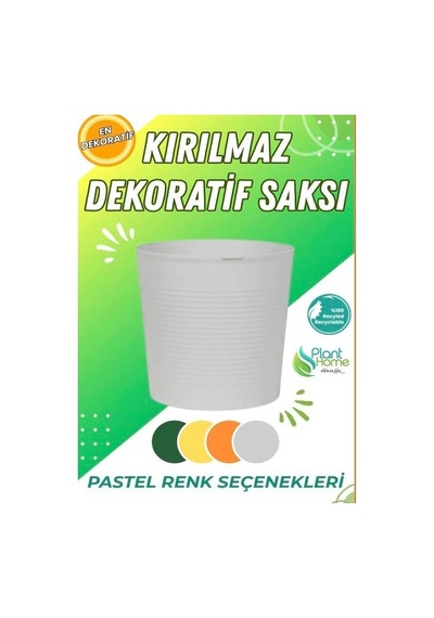 Gri 9.5 Litre Dekoratif Bitki Saksısı - Iç-dış Mekan Bitkileri Için Uygun Saksı