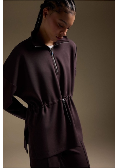 Defacto Long Fıt Dik Yaka Modal Sporcu Sweatshirt F9065ax26spbn192 Kahve-bn192