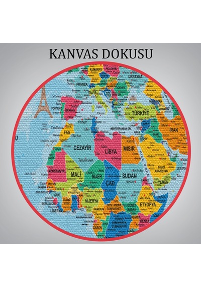Türkçe Dünya Haritası Kanvas Tablo Son Derece Detaylı Ve Dekoratif-2022 95 X 55