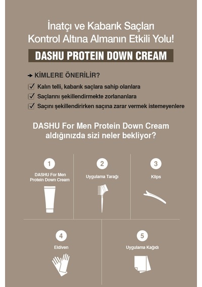 Uzun Süre Kalıcı Etki Sunan, Protein İçerikli Saç Düzleştirici Krem Dashu For Men Protein Down Cream