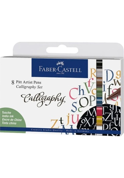 Faber-Castell Pitt Artist Pen Kaligrafi Seti 8'li,Profesyonel Kaligrafi ve El Yazısı İçin Özel Tasarım