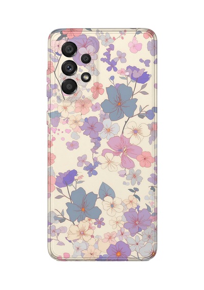 Samsung Galaxy M52 Uyumlu Baskılı Şeffaf Telefon Kılıfı Koleksiyon: Pastel Flowers 1