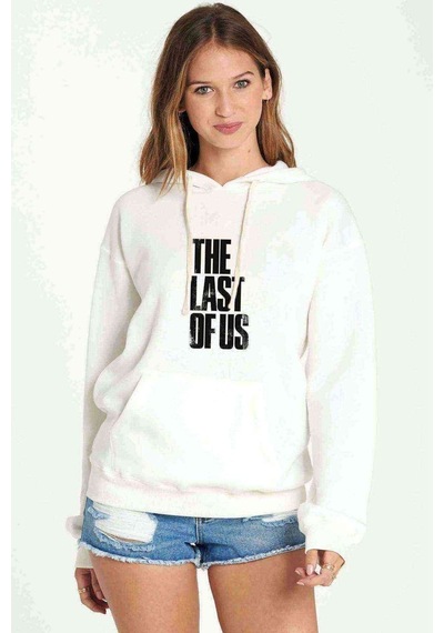 The Last Of Us Eskitme Yazlı Baskılı Beyaz Kadın Kapşonlu Sweats