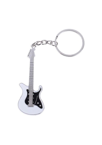 Herşey Nota Gitar Beyaz Gitarist Hediye Anahtarlık Veya Çanta Süsü