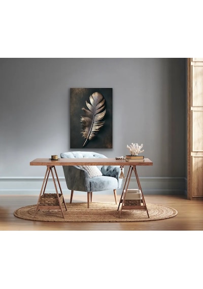 Bronz Tüy Desenli Kanvas Tablo 70x100cm