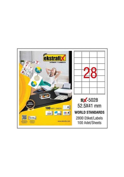 Ekstrafix Lazer Etiket Fix5028 52.5 X 41 MM