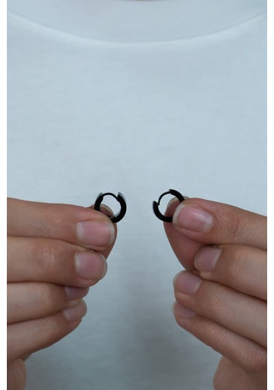 Kalın 6 MM Düz Unisex Erkek Bayan Çelik Küpe Çifti 2 Renk Mse9