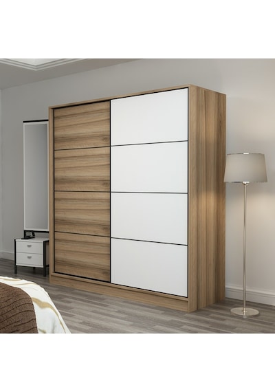Minarmobilya Minar Kale 2 Kapaklı Sürgülü Dolap 180 Cm - Dore/Beyaz (541417087)