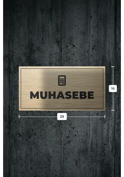 Muhasebe Yazılı - Metal - Gold Renk - Kapı İsimliği - 30x15 Cm