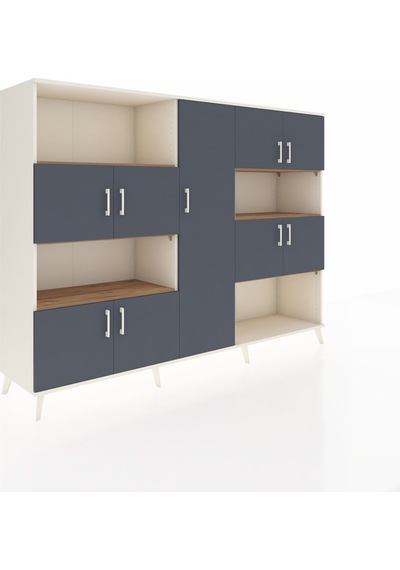 Hyperion Dolap 10 Raflı 9 Kapaklı 220x44x163 Aytaşı-antrasit/çam Aytaşı-antrasit/çam