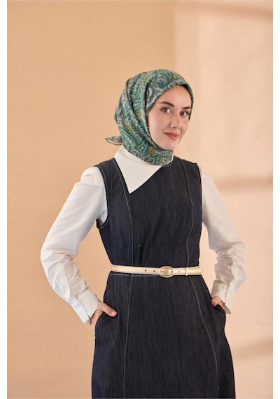 Silk Home Yaz Esintisi Eşarp 150002-26 Patina Yeşili, Yeşil Bej, Petrol Yeşili