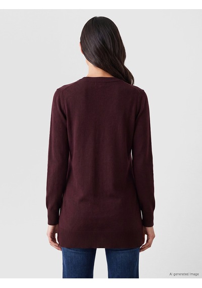 Lc Waikiki Lc Waıkıkı Bordo Bisiklet Yaka Kadın Triko Tunik