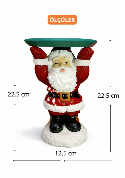 Noel Baba Biblo Dekoratif Tabaklı Sunumluk - Yılbaşı Sunum Tepsisi & Ev Dekorasyonu 22,5 Cm X 12,5 Cm