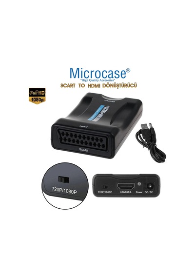 Microcase Scart To Hdmı Dönüştürücü Adaptör Siyah - Al2621