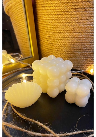 Bernami Mumluk Şamdanpinterest Dekoratif Büyük Bubble Mum, Küçük Bubble Mum, Istiridye Mum 3'lü Set Diğer
