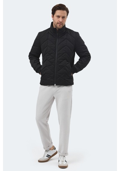 Slazenger Beast Erkek Dik Yaka Fermuarlı Siyah Mont & Kaban Siyah