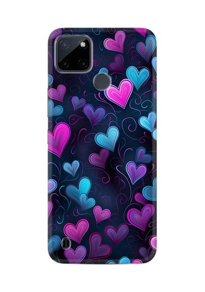 Realme C25y Kılıf Boutique Baskılı Resimli Mavi Kalp Pcode -082