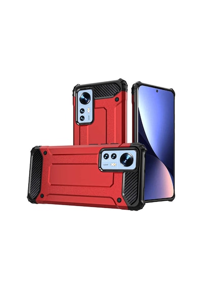 Kilifone - Xiaomi Uyumlu Mi 12 - Kılıf Çift Katman Zırh Tank Crash Military Kapak - Kırmızı