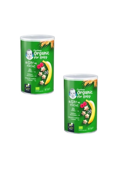 Gerber Organik Pirinçli Buğdaylı Muzlu Bebek Atıştırmalığı 35Gr X 2 Adet