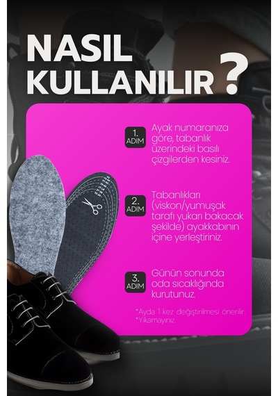 Silver Isı Koruyucu Keçe Ayakkabı Tabanlığı - Sıcak Tutan Kışlık Taban 35-45