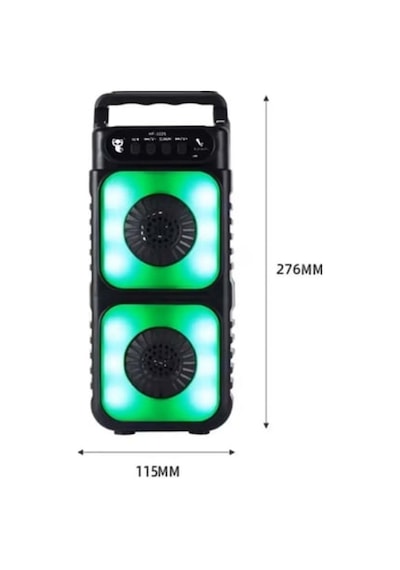 Hf-3225 Rgb Işıklı Taşınabilir Bluetooth Mikrofon Destekli Hoparlör 3x2 İnç Çift Woofer Usb Tf Destekli