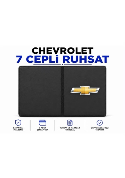 Chevrolet Logolu 7 Cepli Ruhsat Kabı Siyah 0