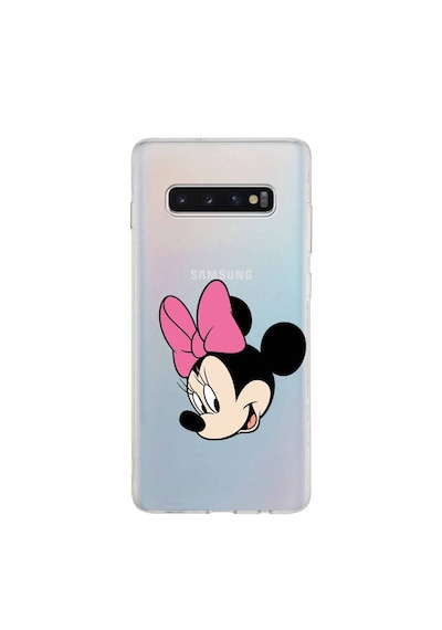 Samsung Galaxy Uyumlu S10 Plus Kapak Minnie Mouse Tasarımlı Şeffaf Silikon Kılıf Şeffaf