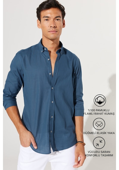 AC&Co / Altınyıldız Classics Erkek KOYU PETROL Tailored Slim Fit Dar Kesim Düğmeli Yaka %100 Pamuk Gömlek 4A2021200056KYPL Koyu Petrol AC&Co / Altınyıldız Classics Erkek KOYU PETROL Tailored Slim Fit Dar Kesim Düğmeli Yaka %100 Pamuk Gömlek 4A2021200056KYPL Koyu Petrol