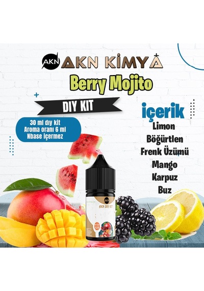 Berry Mojito Dıy Kit Limon Böğürtlen Frenk Üzümü Buz Gıda Aroması %20 Oranda Aroma İçerir Hazır Değildir 30 Ml