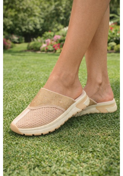 Kadın Günlük Rahat Slip-on Spor Terlik Bej