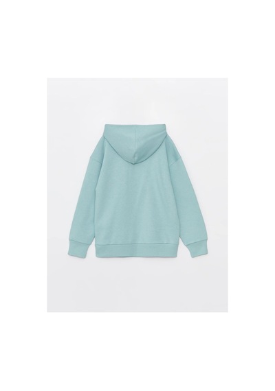 LC Waikiki Baskılı Uzun Kollu Kız Çocuk Hoodie Pastel Green